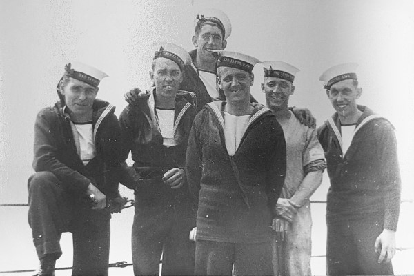James (2nd left) on HMS Royal Oak